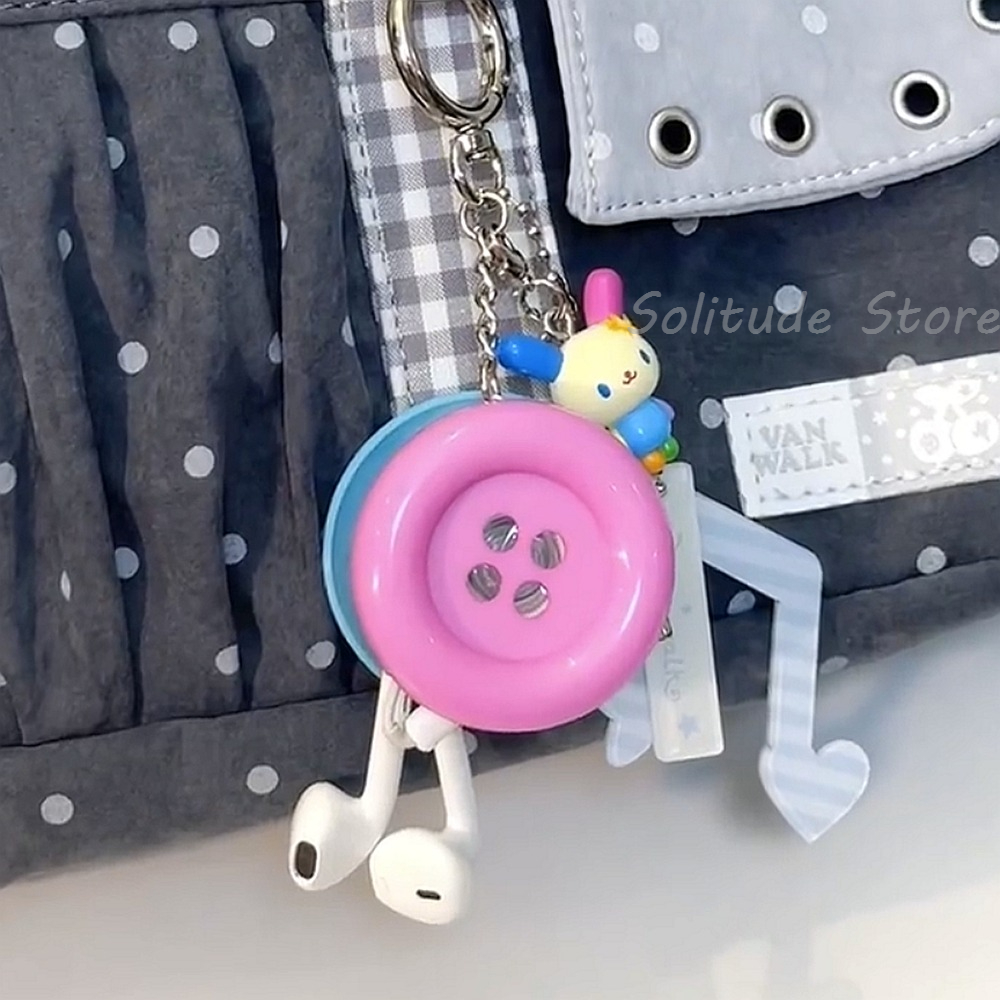 Cable Winder Keychain - Vintage Y2K Extra Large Button Earphone