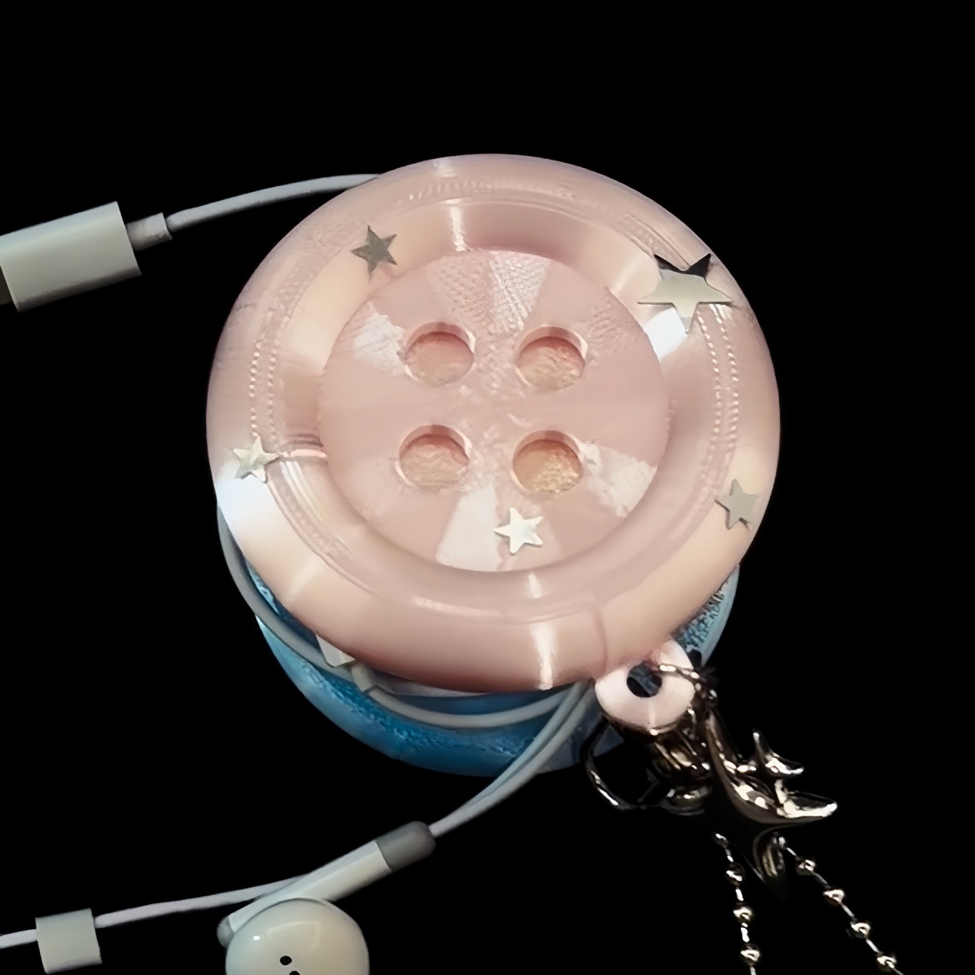 3D Kawaii Round Button Star Ke - Cable Winder Keychain ulasan dan harga